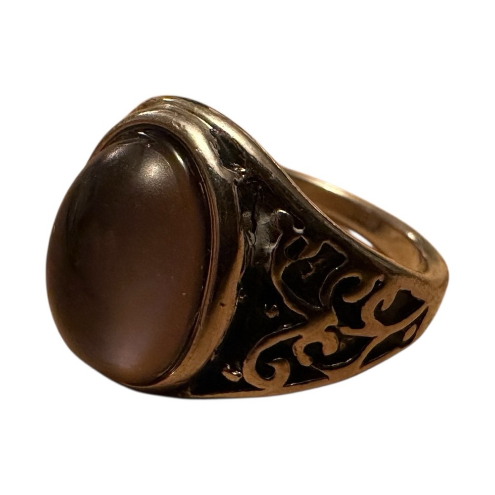 Mood Ring Stone Silver Tone Filigree Scroll Design - Picture 6 of 7
